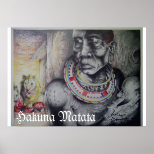 Poster Mãe e Criança Maasai com Impressão/Gráfico de Arte