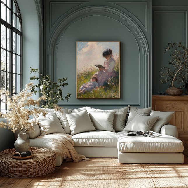 Poster Mãe e Criança no Sombrio - Impressionista (Criador carregado)