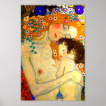 Póster Mãe e Filho de Gustav Klimt Art Nouveau<br><div class="desc">Mãe e Criança - Detalhe de The Three Ages of Woman,  uma pintura popular do simbolista austríaco & art nouveau artista Gustav Klimt,  de 1905. Impressões poster de arte.</div>