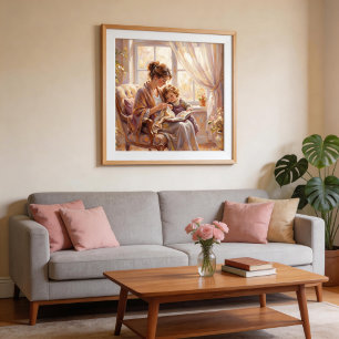 Poster Mãe e Filho Estilo Impressionista