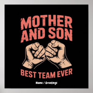 Poster Mãe e Filho Melhor Equipe de Todos os Tempos Feliz
