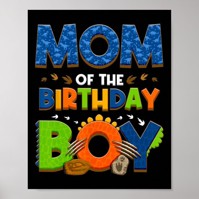 Poster Mãe E Pai Da Família Dinossauro De Aniversário Pa (Frente)