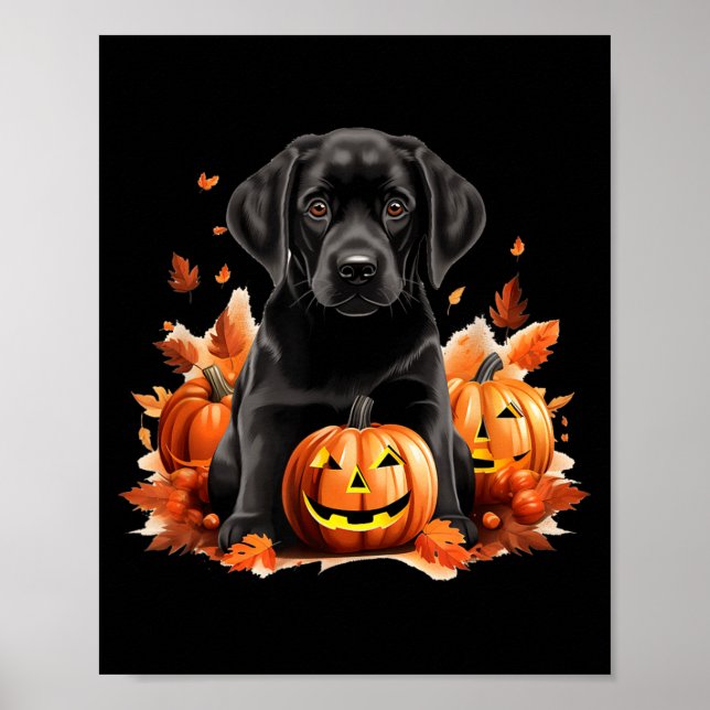 Poster Mãe e Pai de Cachorro Black Lab Halloween Outono E (Frente)