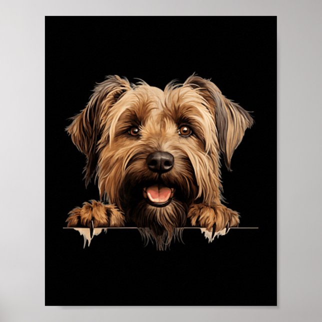 Poster Mãe e Pai de Cachorro Briard Espiando Filhote (Frente)