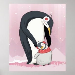 Poster Mãe E Pinguim Bebê  Presentes Para Bebês