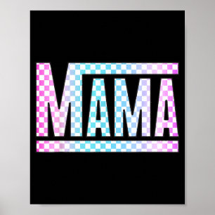 Poster Mãe épica engraçada xadrez colorida brilho mamãe 