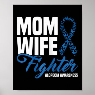 Poster Mãe Esposa Combatendo Fita Azul Alopecia Consciênc