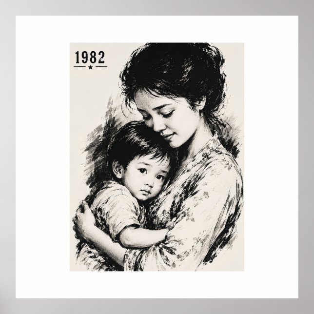Poster Mãe & Filho Vintage 1982 (Frente)