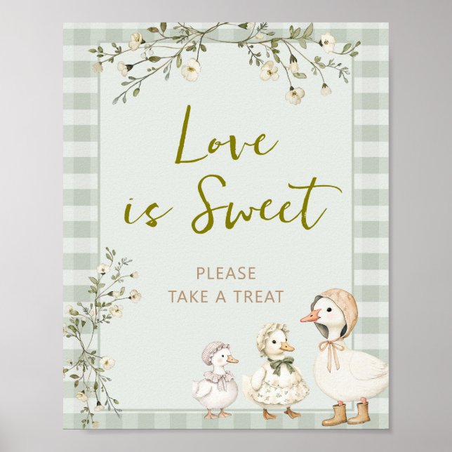 Poster Mãe Gansa e Gansinho Chá de Bebê O Amor é Doce (Frente)
