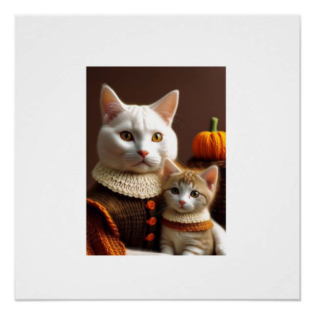 Póster Mãe Gato E Seu Gatinho De Peregrino Precoce (Frente)