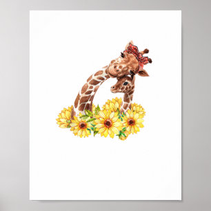 Poster Mãe Girassol Presente Safari África Crianças Anima
