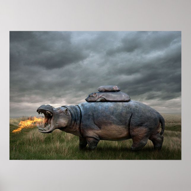 Poster Mãe hippo irritada| (Frente)