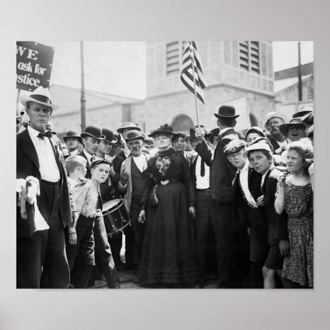 Poster Mãe Jones Com Trabalhadores Em Greve - 1903 (Frente)