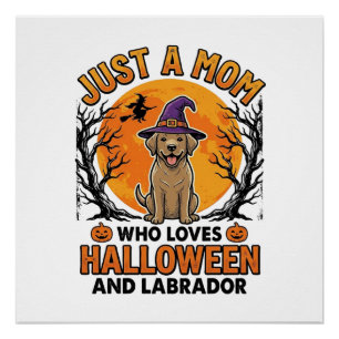 Póster Mãe Labrador Halloween Design de Cachorro Vintage_