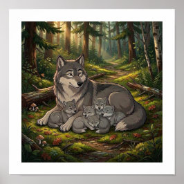 Poster Mãe Loba E Filhotes  