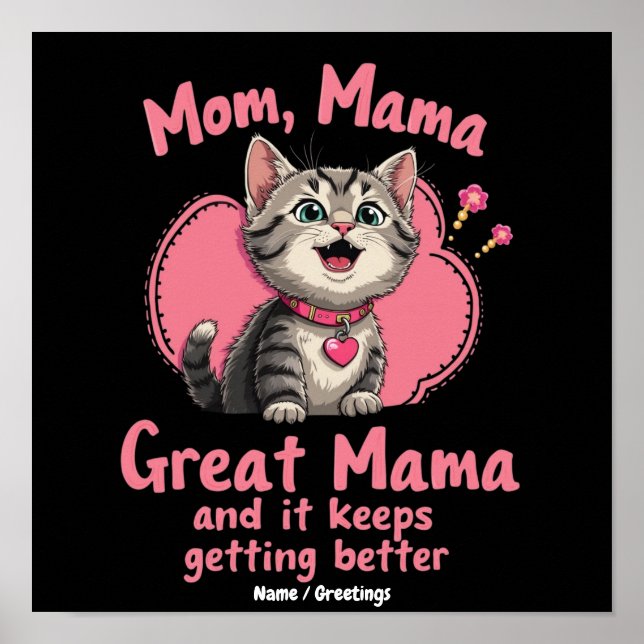 Poster Mãe, Mamãe, Grande Mamãe Melhorando Personalizável (Frente)