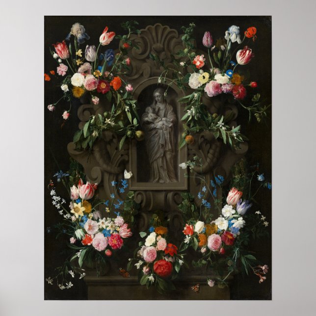 Poster Mãe Maria com Criança Jesus Arte Sagrada (Frente)