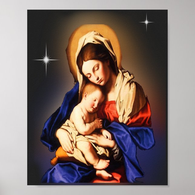 Poster Mãe Mary e Criança Jesus (Frente)