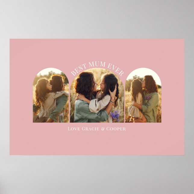 Poster Mãe multifoto elegante e cor-de-rosa (Frente)