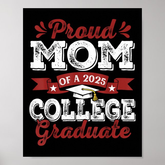 Poster Mãe Orgulhosa da Camisa de Graduação da Faculdade  (Frente)