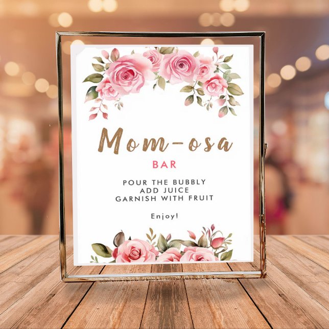 Poster Mãe-Osa Bar É Uma Garota! Chá de fraldas Floral Ro (Criador carregado)