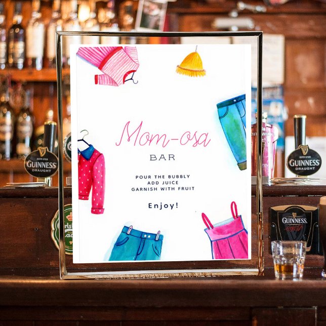 Poster Mãe-osa Olá Bebê Chá de fraldas de Roupas Azuis Ro (Criador carregado)