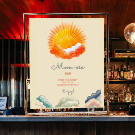Poster Mãe-osa Sol e Nuvens Chá de fraldas Retroativo