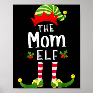 Poster Mãe Papai Noel Elfo Combinando Pijama Natal Festa