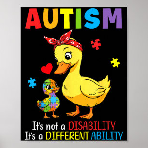 Poster Mãe Pato Conscientização do Autismo Peça de Puzzle