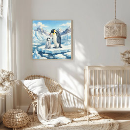 Poster Mãe Pinguim e Berçário de Filhotes