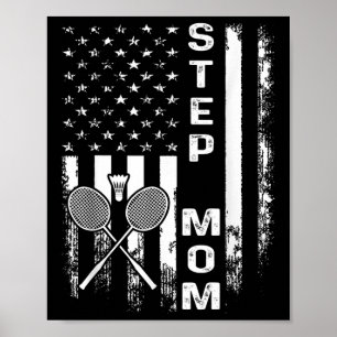 Poster Mãe Postiça de Badminton Bandeira Americana Vintag