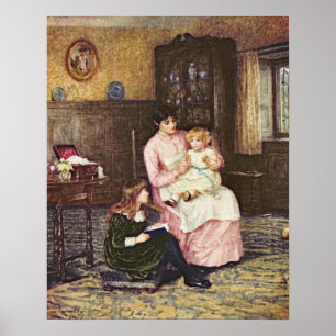 Póster Mãe que joga com crianças em um interior