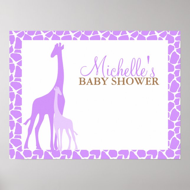 Poster Mãe Roxa e Chá de fraldas Girafa (Frente)