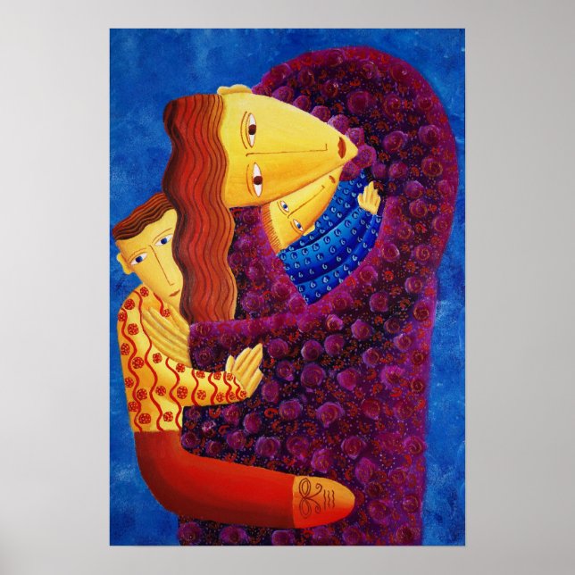 Póster Mãe segurando seus dois filhos (Frente)