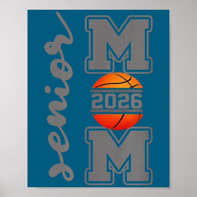Poster Mãe sênior de 2026 atleta de basquete orgulhosa (Frente)