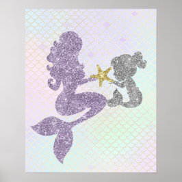 Poster Mãe Sereia e Filha com Brilho
