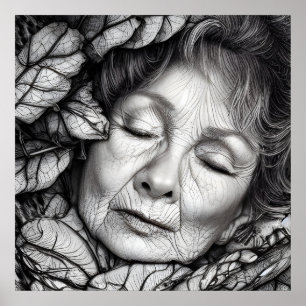 Poster Mãe Terra Dormindo Entre As Folhas