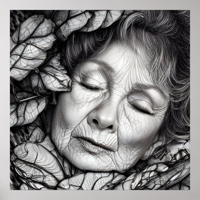 Poster Mãe Terra Dormindo Entre As Folhas (Frente)