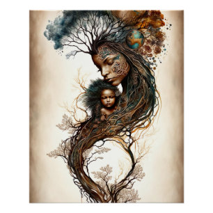 Póster Mãe Terra e Criança
