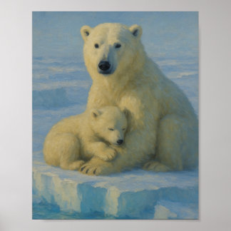 Poster Mãe Urso Polar & Filhote