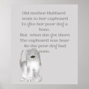 Poster Mãe Velha Hubbard em cinza