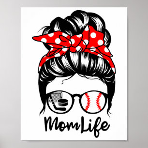 Poster Mãe Vida Mensageira Cabelo de Arma Engraçado Baseb