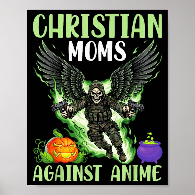 Poster Mães Cristãs Contra Asas de Anjo Esqueleto de Anim (Frente)