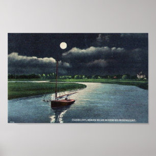 Póster mães duxbury. rio azul pela luz de lua