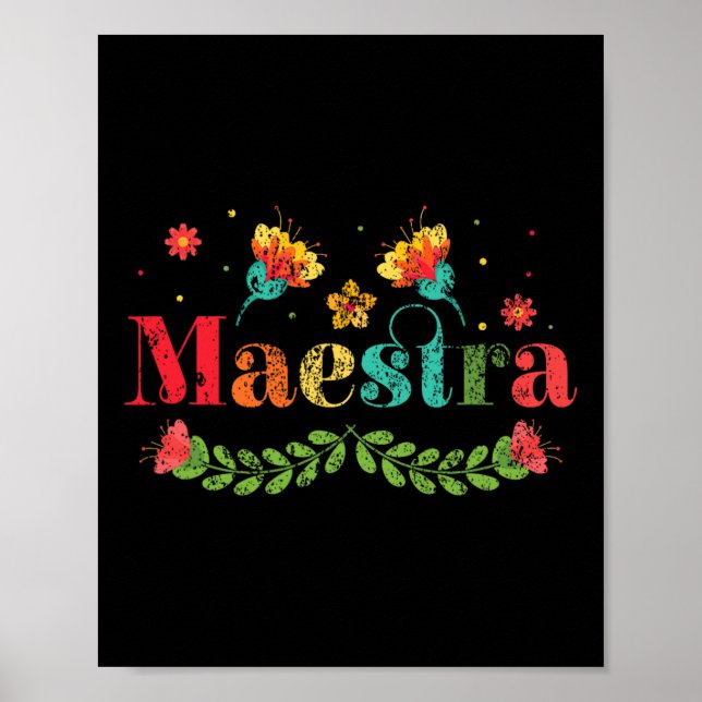 Poster Maestra Spanish Teacher Multilingual Bilingual Tea (Frente)