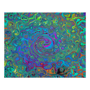 Póster Magenta, Azul e Verde Espuma do Mar Redemoinho Ret