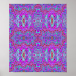 Poster Magenta ondulada e padrão marmoreado azul de triqu