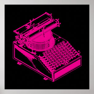 Póster Magenta Type Writing Machine