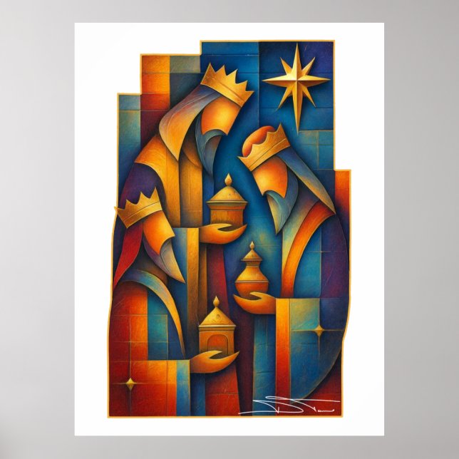 Poster Magi Geométrico - Estrela de Natal dos Três Reis M (Frente)