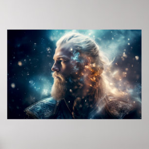 Poster Magia Cósmica Fantástica do Guerreiro de Legenda